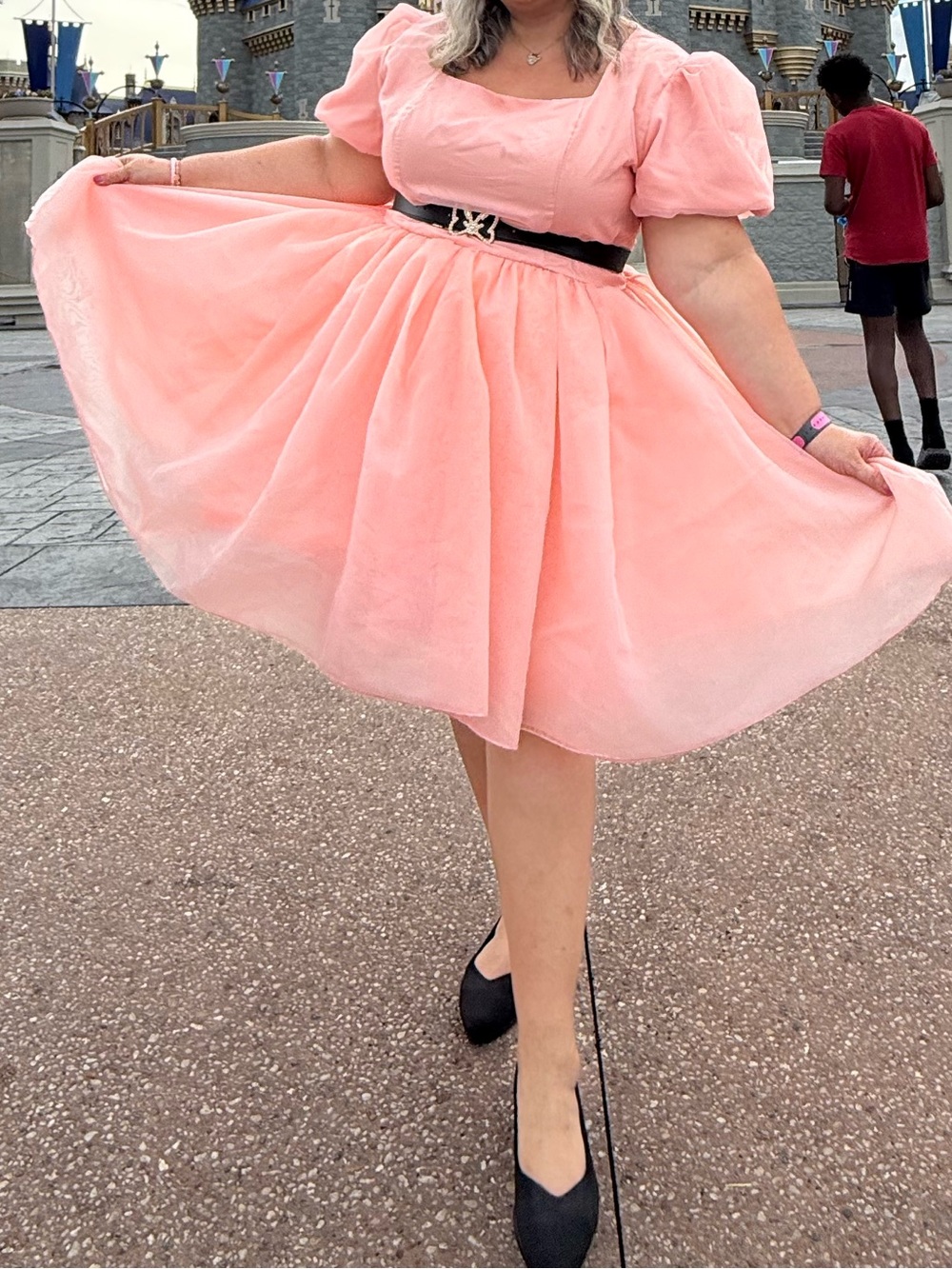 Ivy City Co Soft Coral Puff-Sleeve Dress - Picture 2 of 4